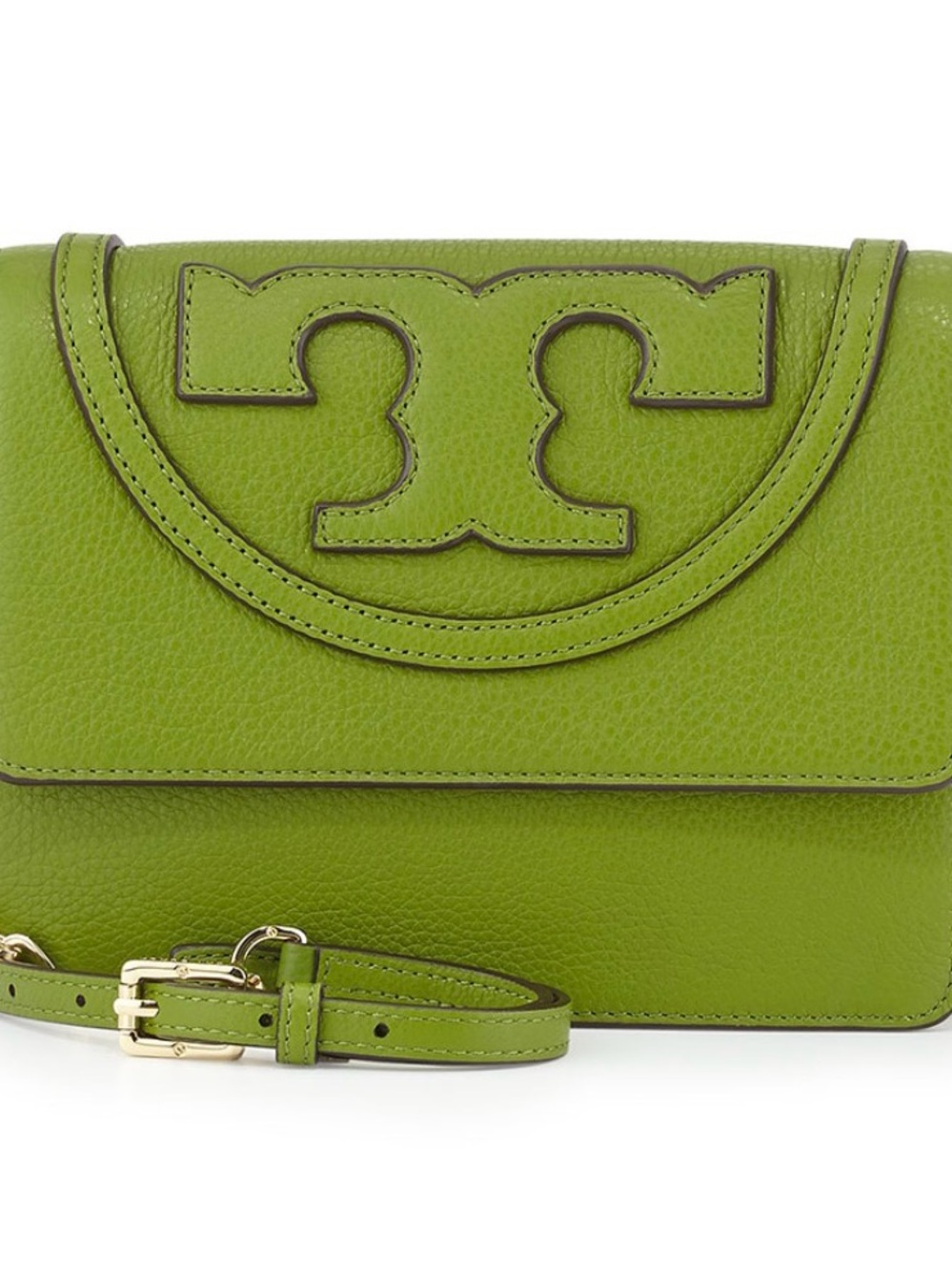Tory Burch Lime Green Pebbled Leather Crossbody Bag